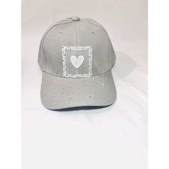 Rhinestone Studded Embroidered Heart Streetwear style Bling Baseball Cap Hat - Picture 8 of 10
